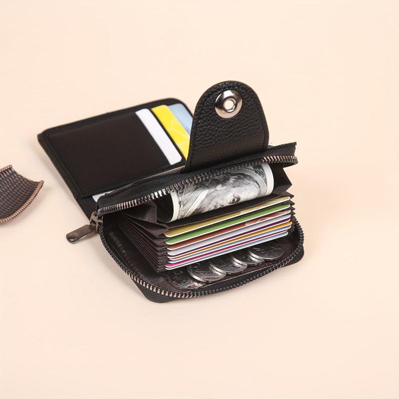 Men's Vintage Leather Zipper Card Holder Wallet