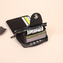 Men's Vintage Leather Zipper Card Holder Wallet