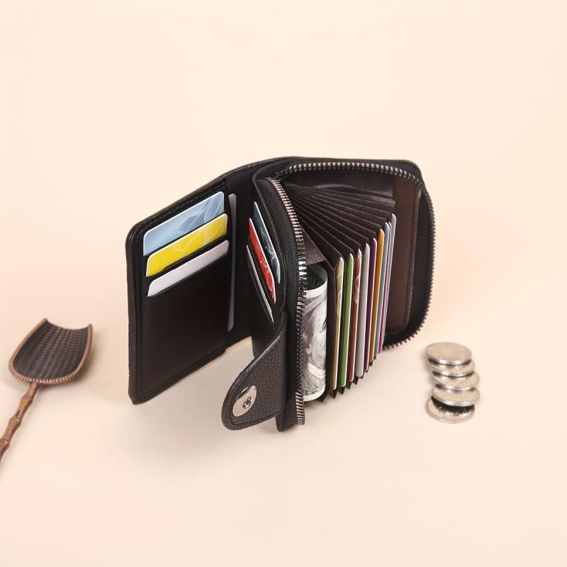 Men's Vintage Leather Zipper Card Holder Wallet