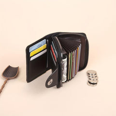 Men's Vintage Leather Zipper Card Holder Wallet