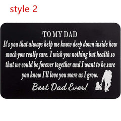 Engraved Metal Card Wallet Insert To Dad From Daughter/Son