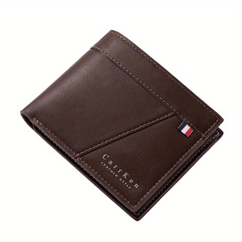 CarrKen Men's Short PU Leather Wallet with Money Clip