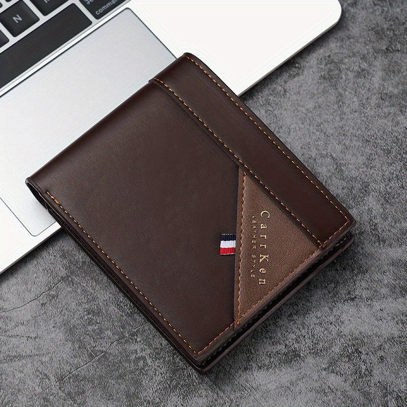 CarrKen Men's Short PU Leather Wallet with Money Clip