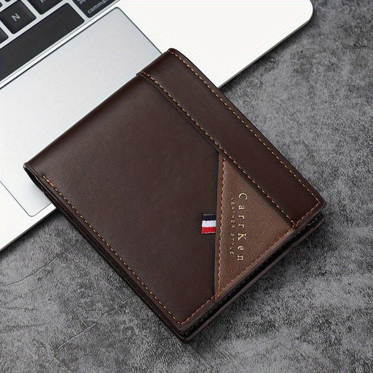 CarrKen Men's Short PU Leather Wallet with Money Clip