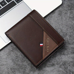 CarrKen Men's Short PU Leather Wallet with Money Clip