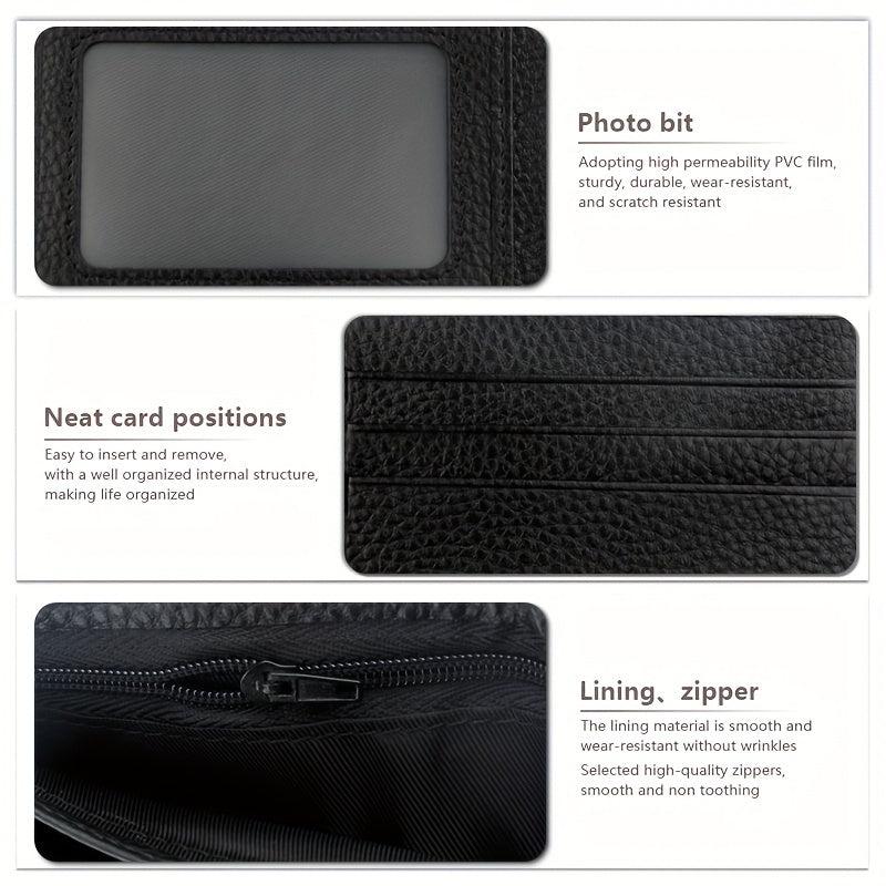 Men's Large Capacity Cowhide Wallet Business Card Holder Short Wallet