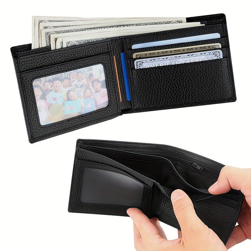 Men's Large Capacity Cowhide Wallet Business Card Holder Short Wallet