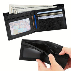 Men's Large Capacity Cowhide Wallet Business Card Holder Short Wallet