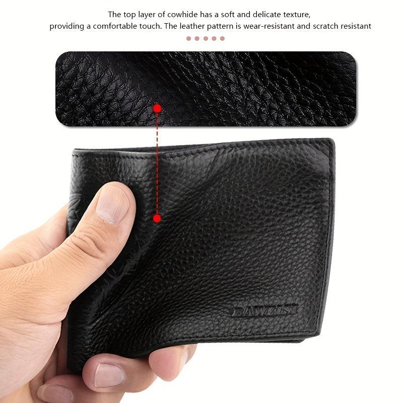 Men's Large Capacity Cowhide Wallet Business Card Holder Short Wallet