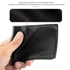 Men's Large Capacity Cowhide Wallet Business Card Holder Short Wallet