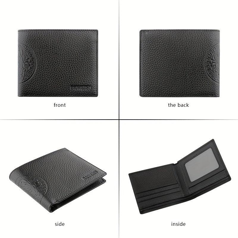 Men's Large Capacity Cowhide Wallet Business Card Holder Short Wallet