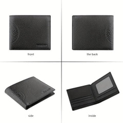 Men's Large Capacity Cowhide Wallet Business Card Holder Short Wallet