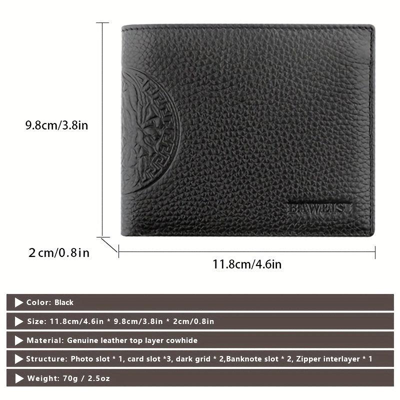 Men's Large Capacity Cowhide Wallet Business Card Holder Short Wallet