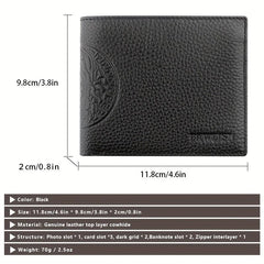 Men's Large Capacity Cowhide Wallet Business Card Holder Short Wallet
