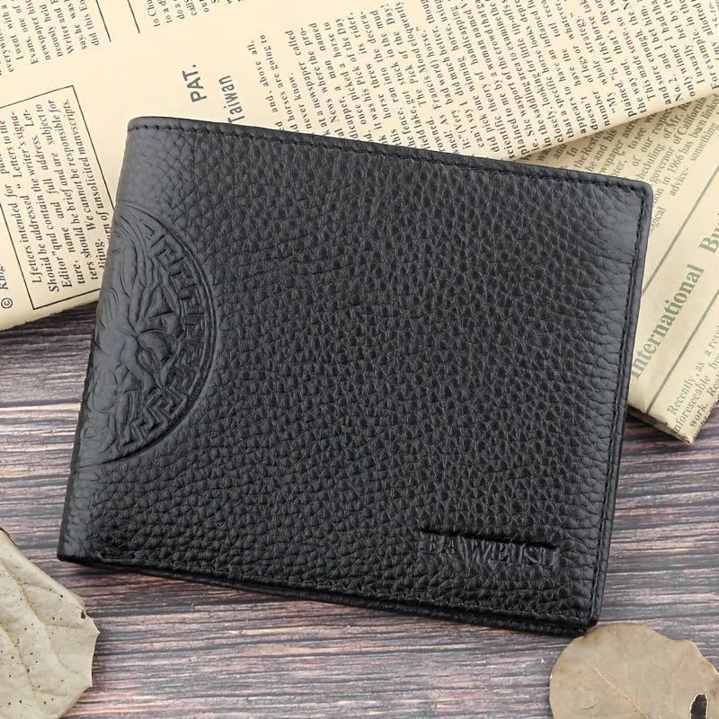 Men's Large Capacity Cowhide Wallet Business Card Holder Short Wallet