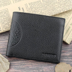 Men's Large Capacity Cowhide Wallet Business Card Holder Short Wallet