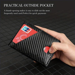 Men's RFID Blocking Wallet Carbon Fiber Money Clip Card Case Holder