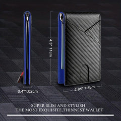 Men's RFID Blocking Wallet Carbon Fiber Money Clip Card Case Holder