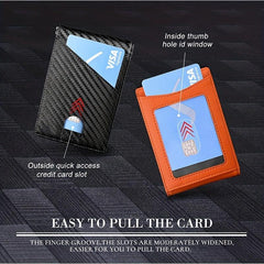 Men's RFID Blocking Wallet Carbon Fiber Money Clip Card Case Holder