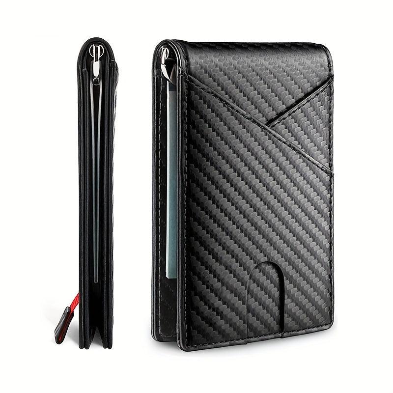 Men's RFID Blocking Wallet Carbon Fiber Money Clip Card Case Holder