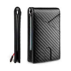 Men's RFID Blocking Wallet Carbon Fiber Money Clip Card Case Holder