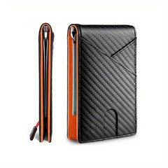 Men's RFID Blocking Wallet Carbon Fiber Money Clip Card Case Holder