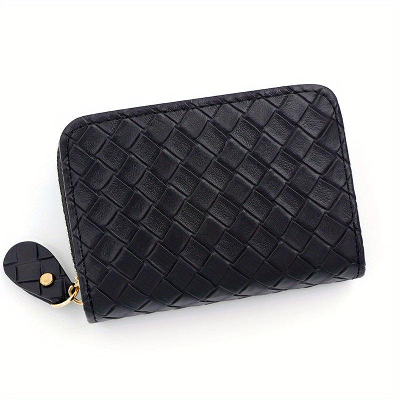 PU Leather Zipper Handbag Braided Clutch Bag Coin Purse Wallet
