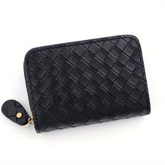 PU Leather Zipper Handbag Braided Clutch Bag Coin Purse Wallet