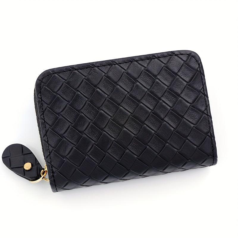 PU Leather Zipper Handbag Braided Clutch Bag Coin Purse Wallet
