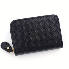PU Leather Zipper Handbag Braided Clutch Bag Coin Purse Wallet