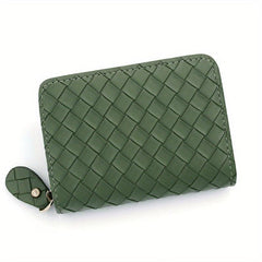 PU Leather Zipper Handbag Braided Clutch Bag Coin Purse Wallet