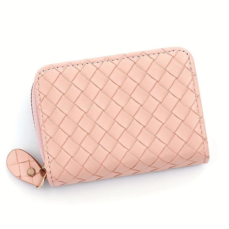 PU Leather Zipper Handbag Braided Clutch Bag Coin Purse Wallet