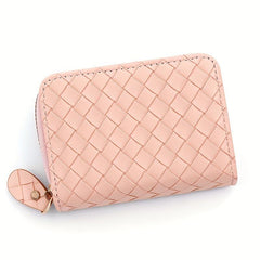 PU Leather Zipper Handbag Braided Clutch Bag Coin Purse Wallet