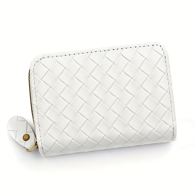 PU Leather Zipper Handbag Braided Clutch Bag Coin Purse Wallet