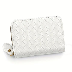 PU Leather Zipper Handbag Braided Clutch Bag Coin Purse Wallet