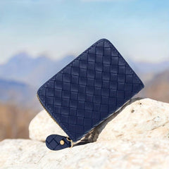 PU Leather Zipper Handbag Braided Clutch Bag Coin Purse Wallet