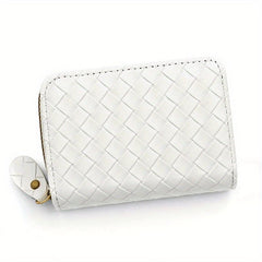 PU Leather Zipper Handbag Braided Clutch Bag Coin Purse Wallet