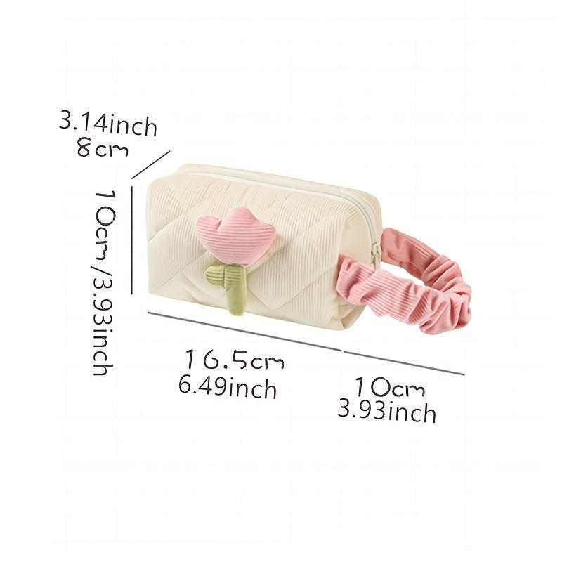 Corduroy Square Cosmetic Bag Soft Texture Portable Travel Storage Bag