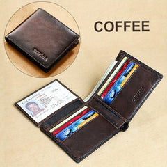 Men's Anti Theft Leather Wallet Bifold Short Multifunction Credit Card Holder