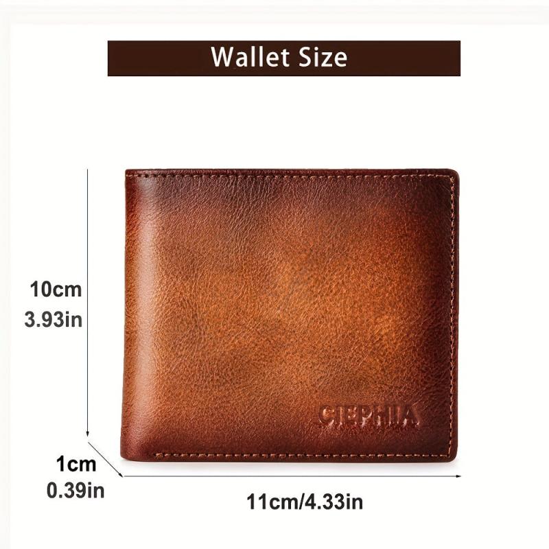 Men's Anti Theft Leather Wallet Bifold Short Multifunction Credit Card Holder