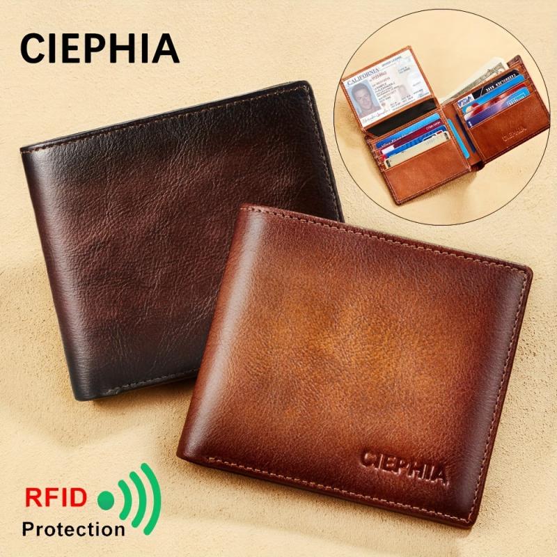 Men's Anti Theft Leather Wallet Bifold Short Multifunction Credit Card Holder