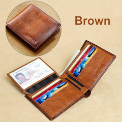 Men's Anti Theft Leather Wallet Bifold Short Multifunction Credit Card Holder
