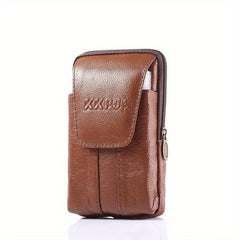 Men's Leather Waist Bag Vertical Belt Clip Waterproof Purse