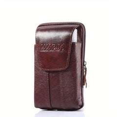 Men's Leather Waist Bag Vertical Belt Clip Waterproof Purse