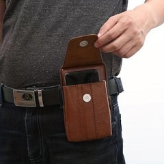 Men's Leather Waist Bag Vertical Belt Clip Waterproof Purse