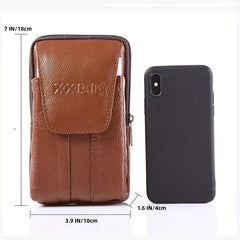 Men's Leather Waist Bag Vertical Belt Clip Waterproof Purse