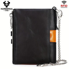 Men's RFID Leather Travel Wallet with Zipper Pocket
