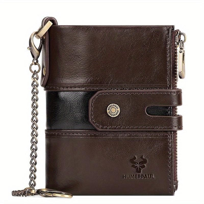 Men's RFID Leather Travel Wallet with Zipper Pocket
