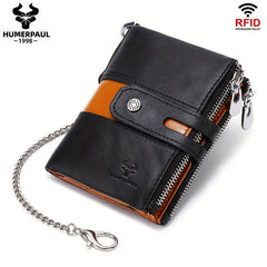 Men's RFID Leather Travel Wallet with Zipper Pocket