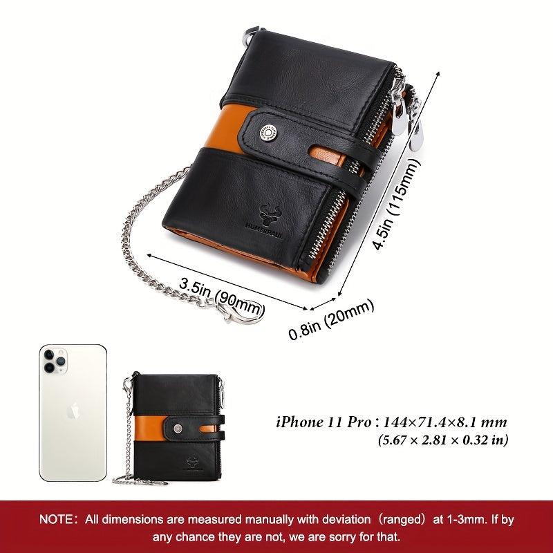 Men's RFID Leather Travel Wallet with Zipper Pocket